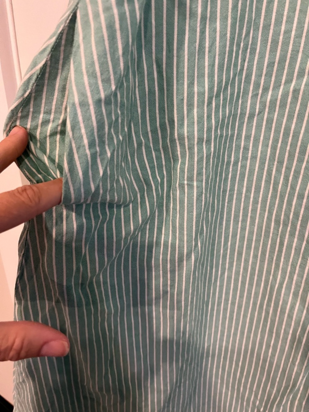 Trovata green stripe linen dress large shirt maxi - Picture 3 of 3